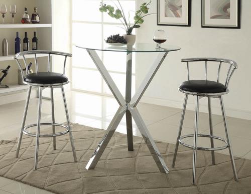 CHROME/GLASS BAR TABLE