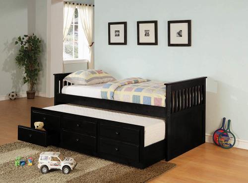 BLACK TWIN DAYBED WITH TRUNDLE