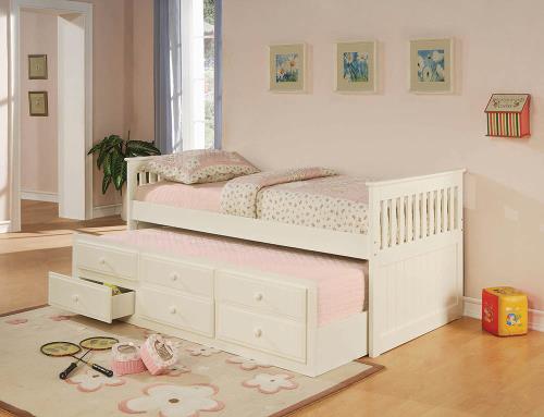 WHITE TWIN DAYBED WITH TRUNDLE