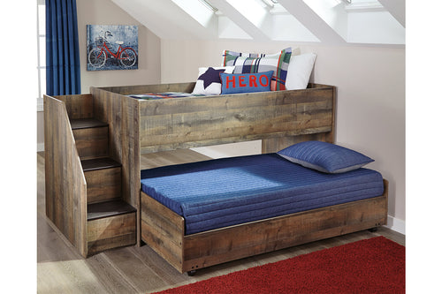 Trinell Twin Loft Bed with Pull-out Caster Bed