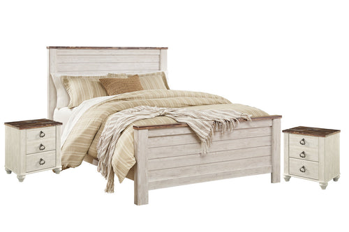 Willowton Queen Bed with 2 Nightstands