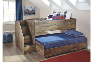Trinell Twin Loft Bed with Pull-out Caster Bed