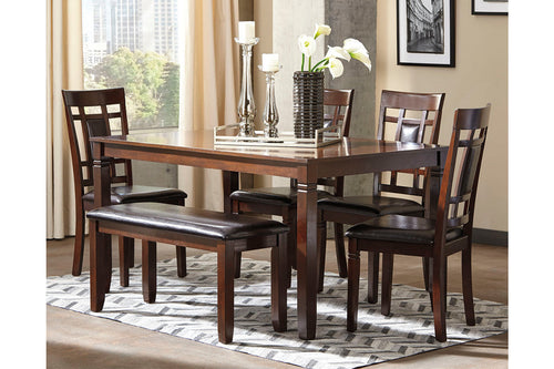 Bennox Dining Room Table and Chairs with Bench (Set of 6)