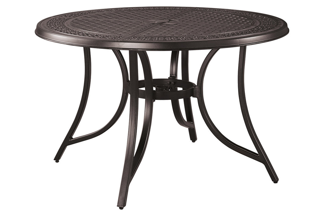 Burnella Round Dining Table with Umbrella Option